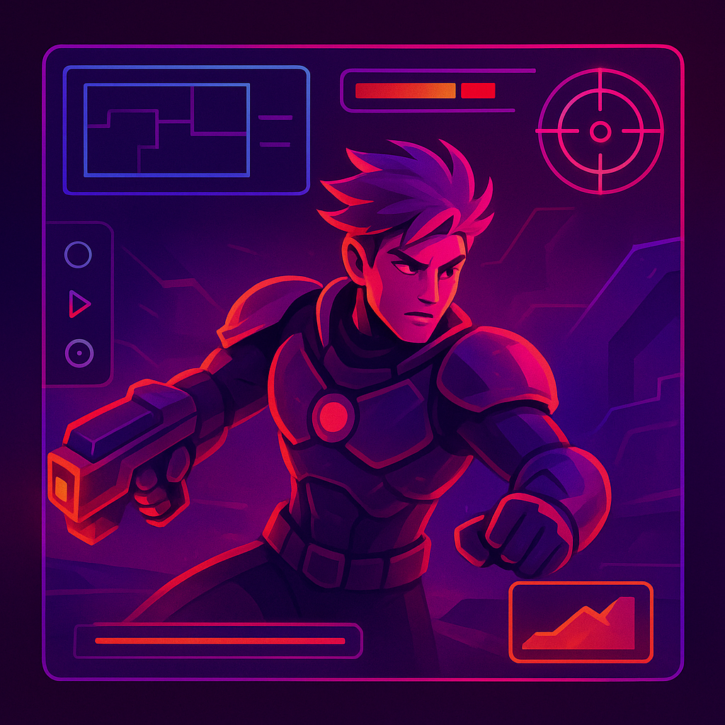 Dynamic montage of NebulaPlay UI: HUD overlays, match tiles, editor canvas
